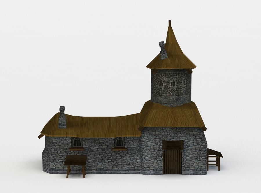 Small castle Low-poly 3D model_0