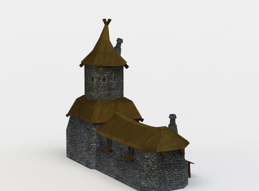Small castle Low-poly 3D model_2