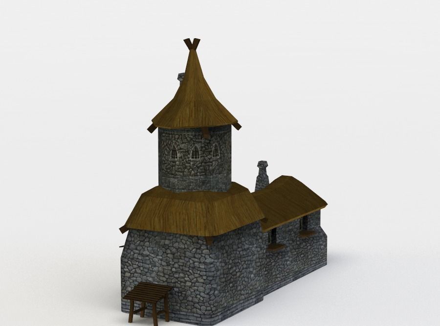Small castle Low-poly 3D model_1