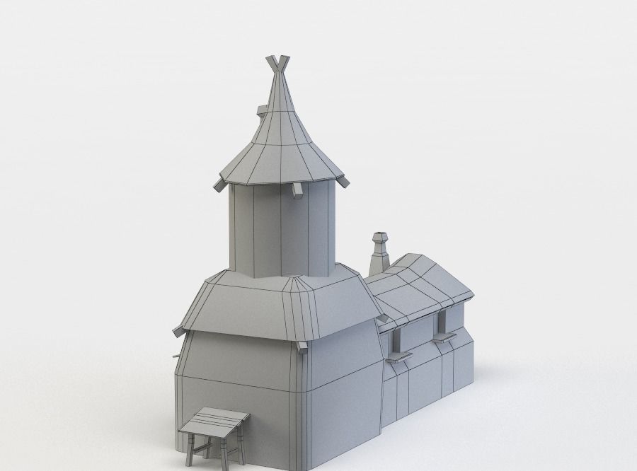Small castle Low-poly 3D model_4