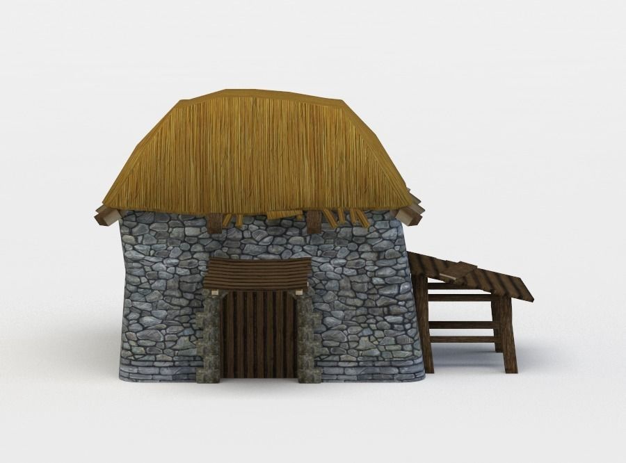 Small barn Low-poly 3D model_0