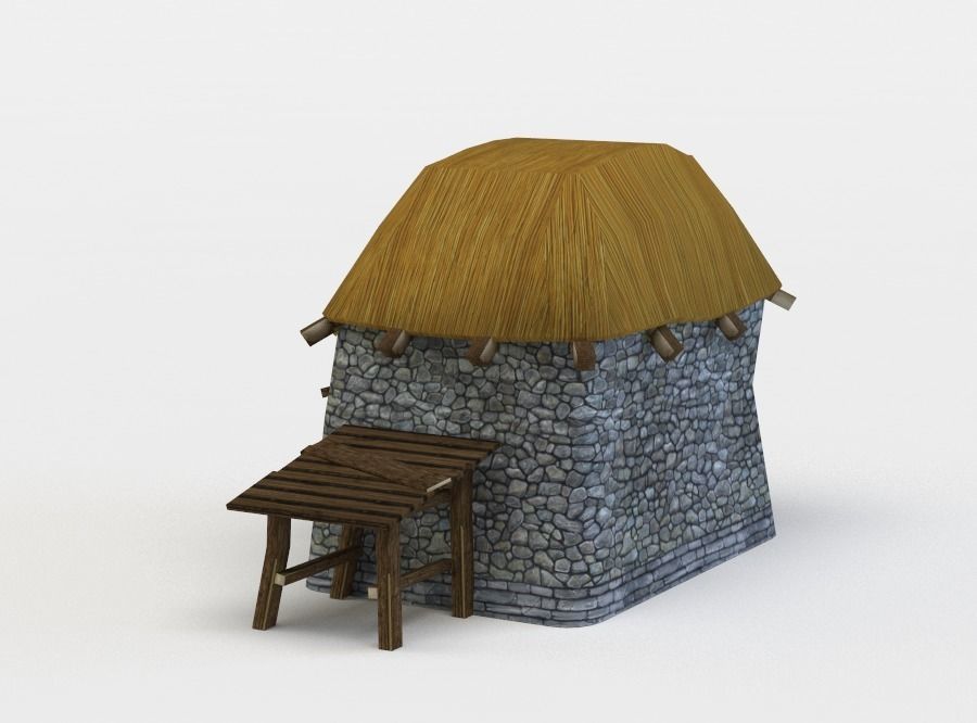 Small barn Low-poly 3D model_1