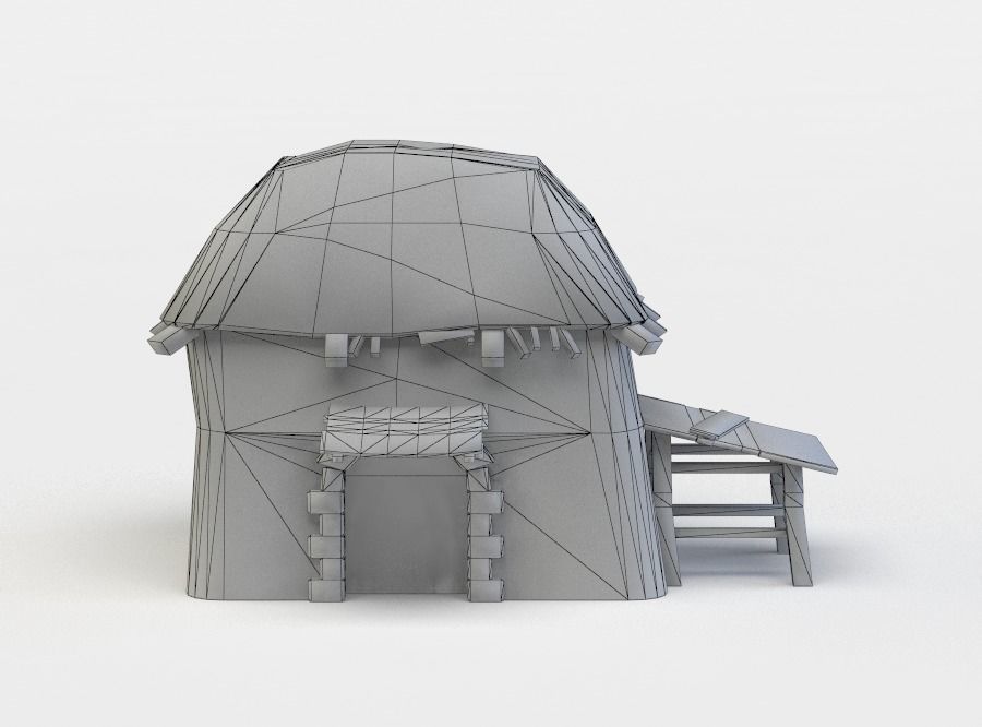 Small barn Low-poly 3D model_3