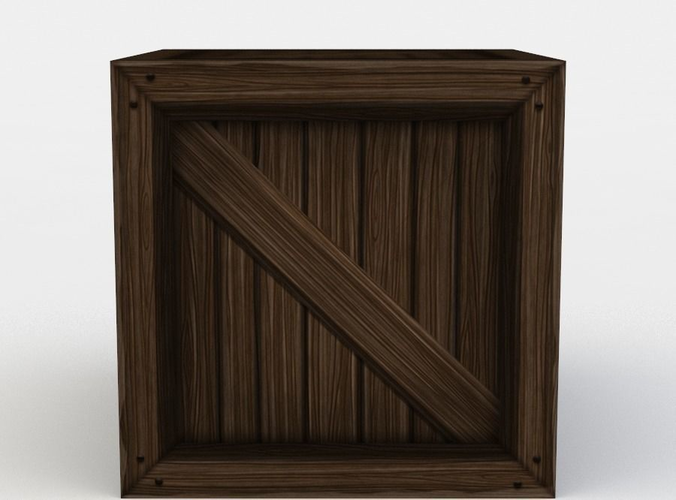 Wooden box Low-poly 3D model