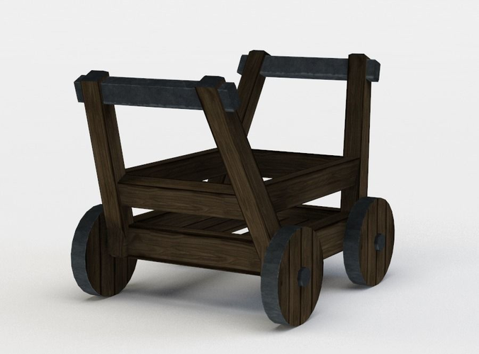 Trolley wooden wagon with wheels
