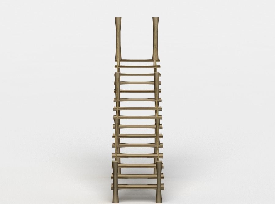 Wall stairs Low-poly 3D model_0