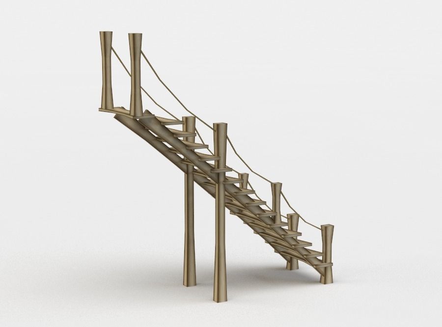 Wall stairs Low-poly 3D model_2