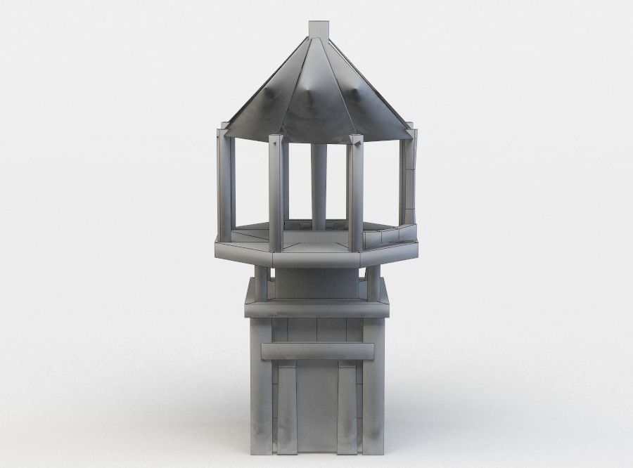 Watch tower Low-poly 3D model_3