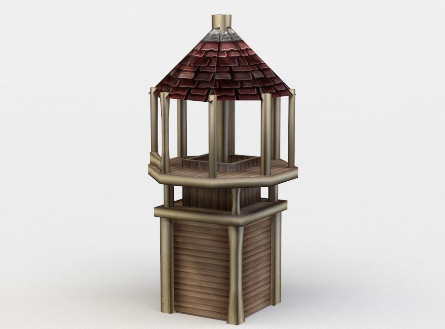 Watch tower Low-poly 3D model_1