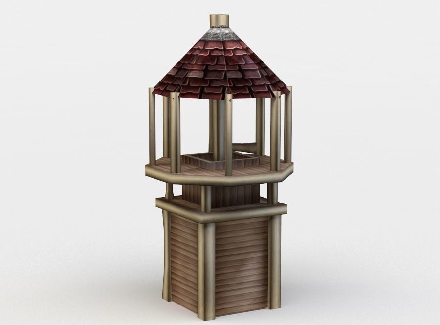 Watch tower Low-poly 3D model_2