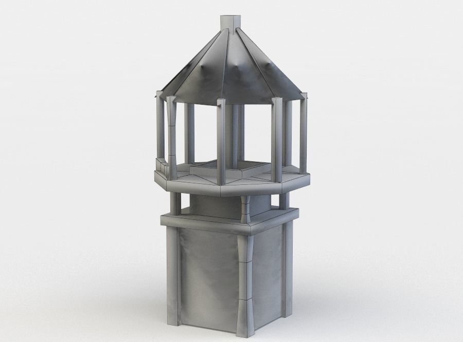 Watch tower Low-poly 3D model_4