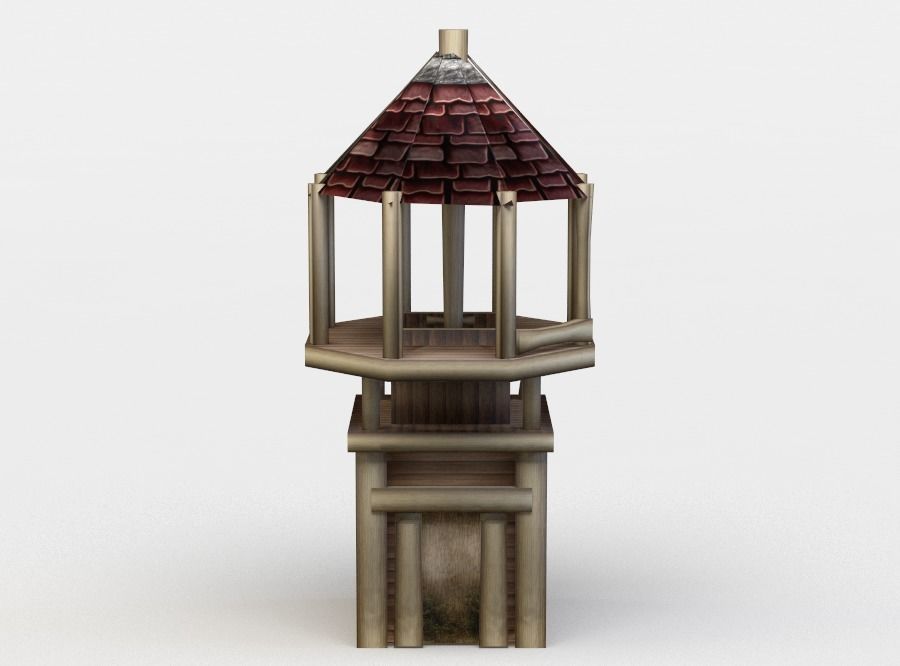 Watch tower Low-poly 3D model_0
