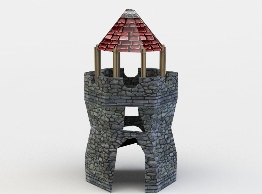 Watch tower Low-poly 3D model_0
