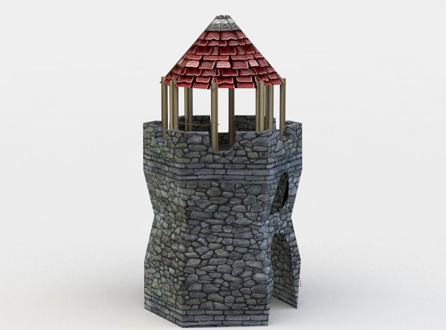 Watch tower Low-poly 3D model_1