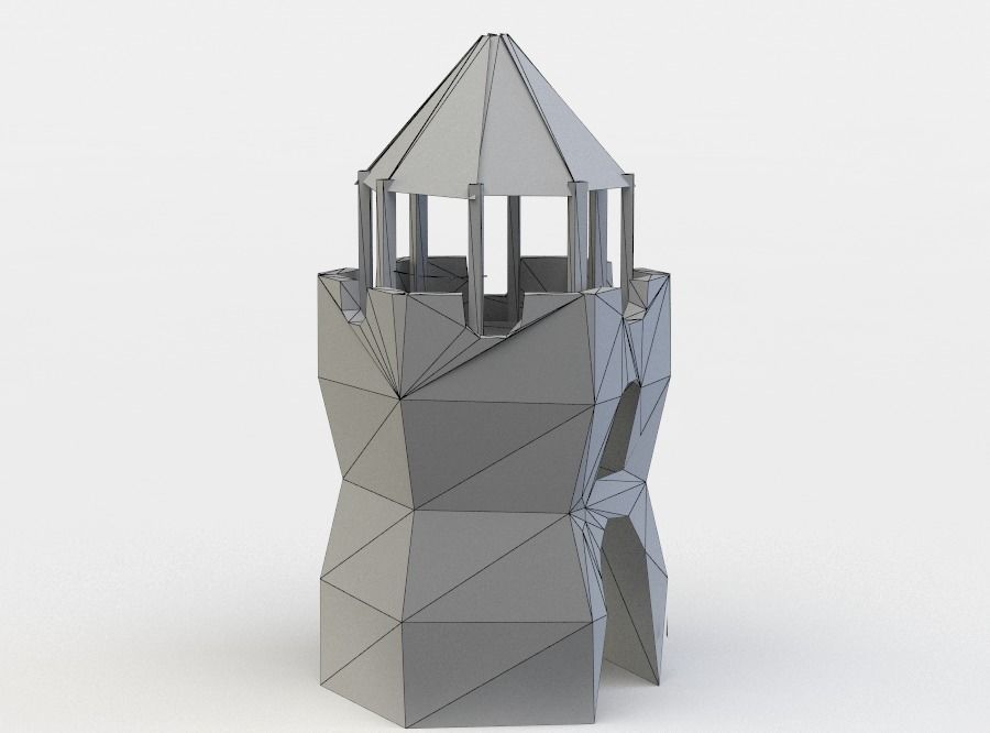 Watch tower Low-poly 3D model_4