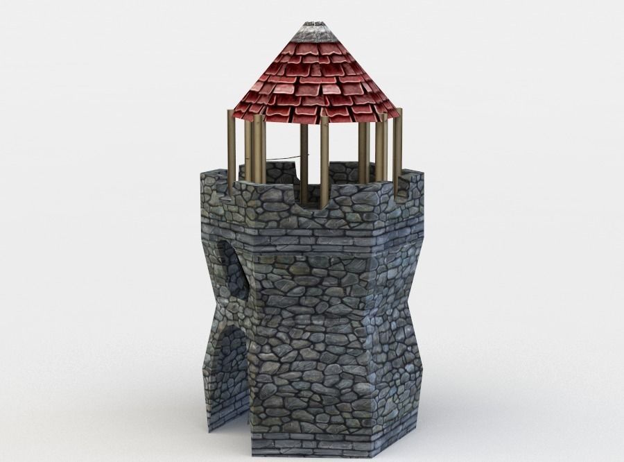 Watch tower Low-poly 3D model_2