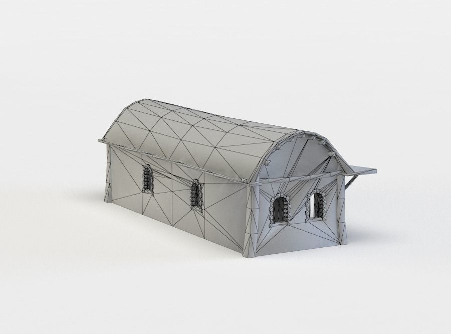 Horse stables Low-poly 3D model_5