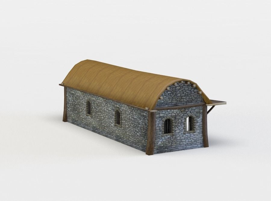 Horse stables Low-poly 3D model_2