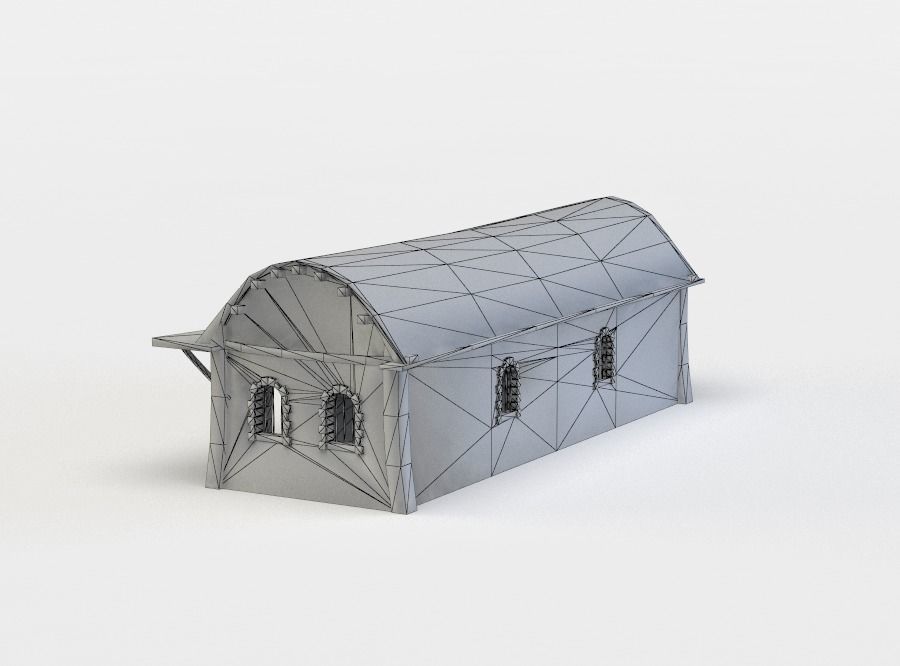 Horse stables Low-poly 3D model_4