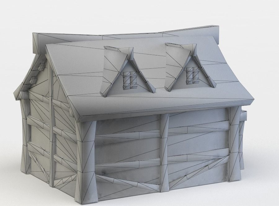 Wooden house Low-poly 3D model_5