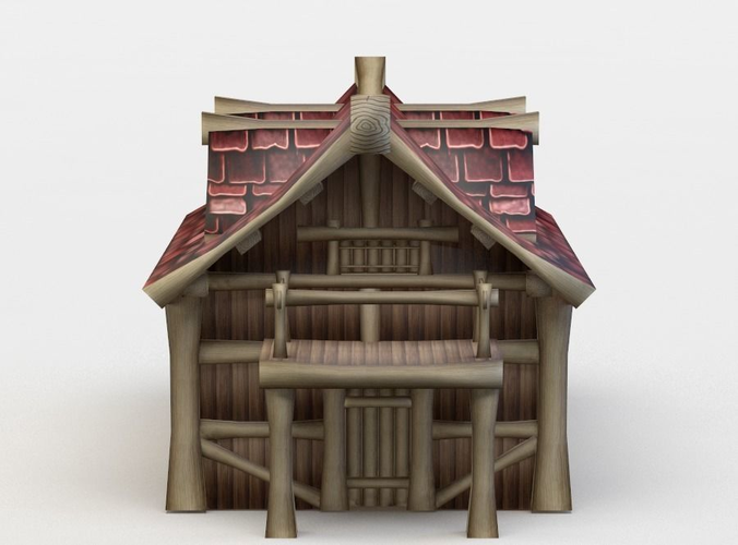 Wooden house Low-poly 3D model