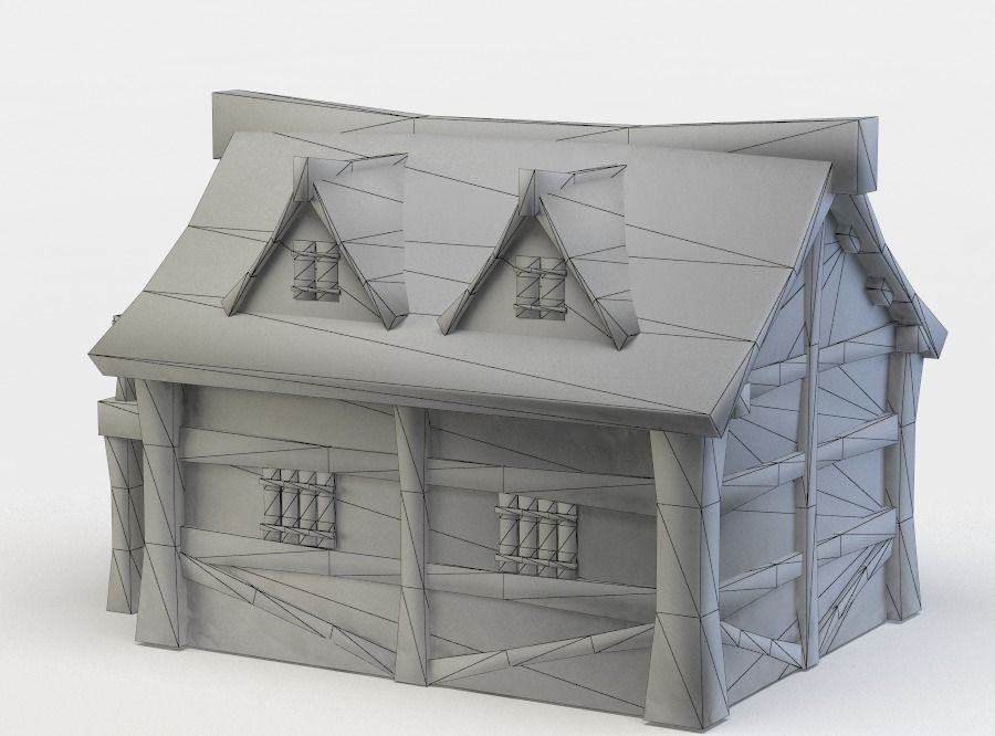 Wooden house Low-poly 3D model_4