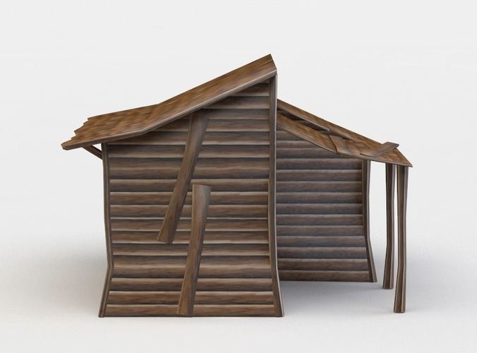 Wooden house Low-poly 3D model