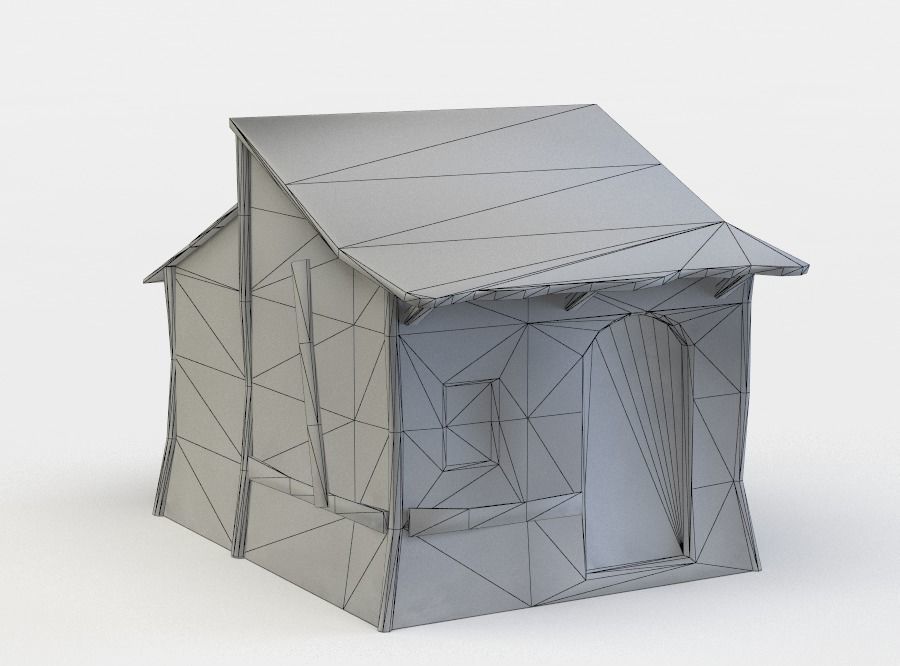 Wooden house Low-poly 3D model_5