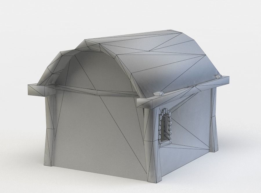 House stone with roof Low-poly 3D model_4