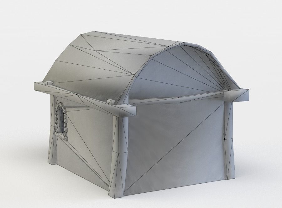 House stone with roof Low-poly 3D model_5