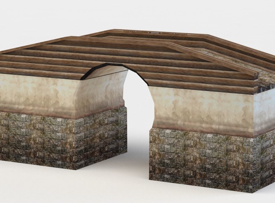Masonry bridge Low-poly 3D model_0