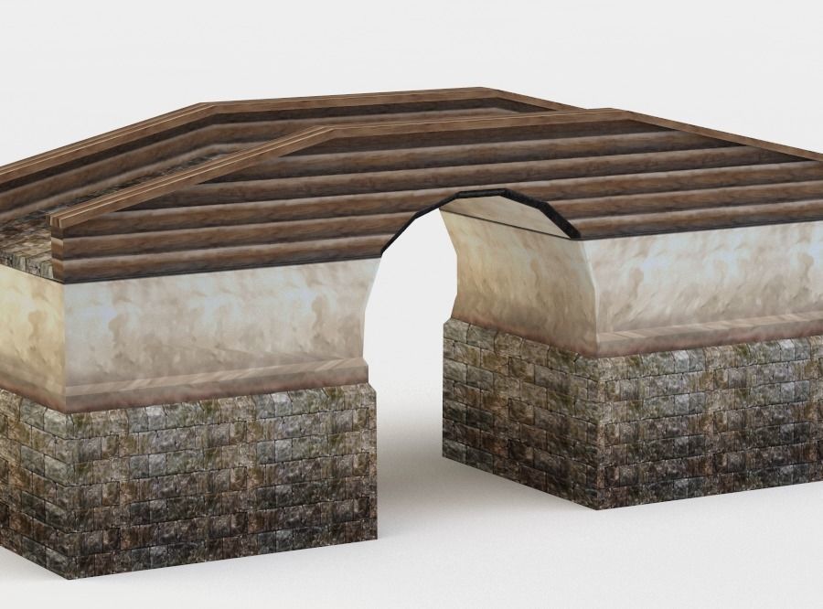 Masonry bridge Low-poly 3D model_2