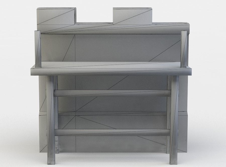 Masonry wall with wooden platform Low-poly 3D model_3