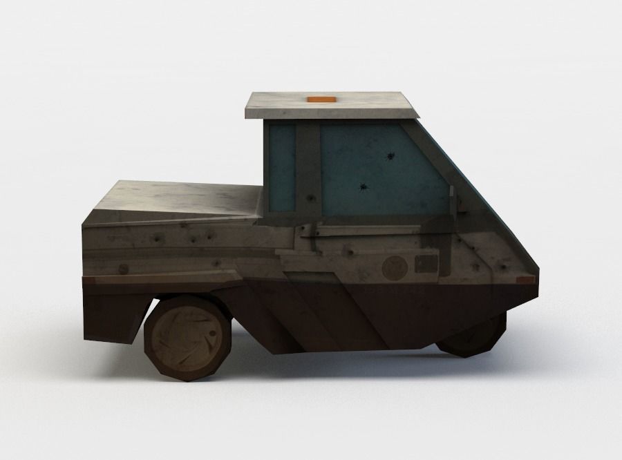 Three wheeled vehicle Low-poly 3D model_0