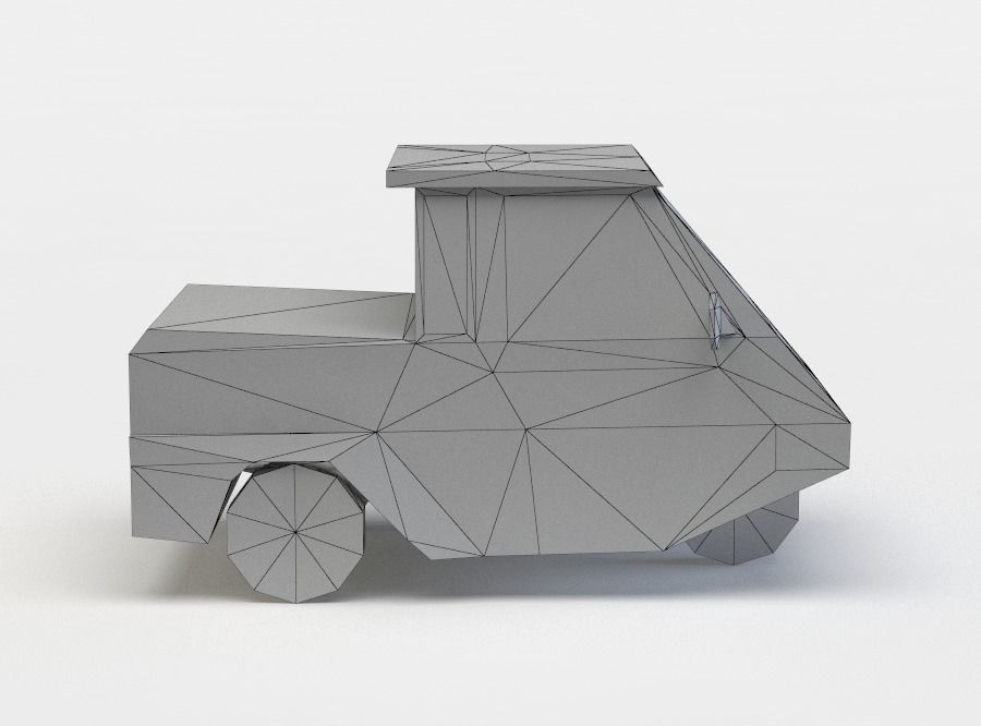 Three wheeled vehicle Low-poly 3D model_3