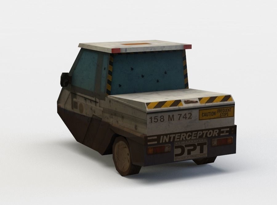 Three wheeled vehicle Low-poly 3D model_2