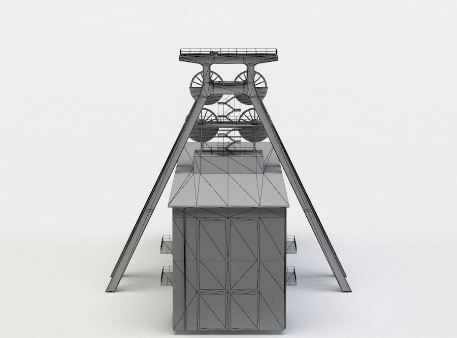 Shaft tower Low-poly 3D model_3