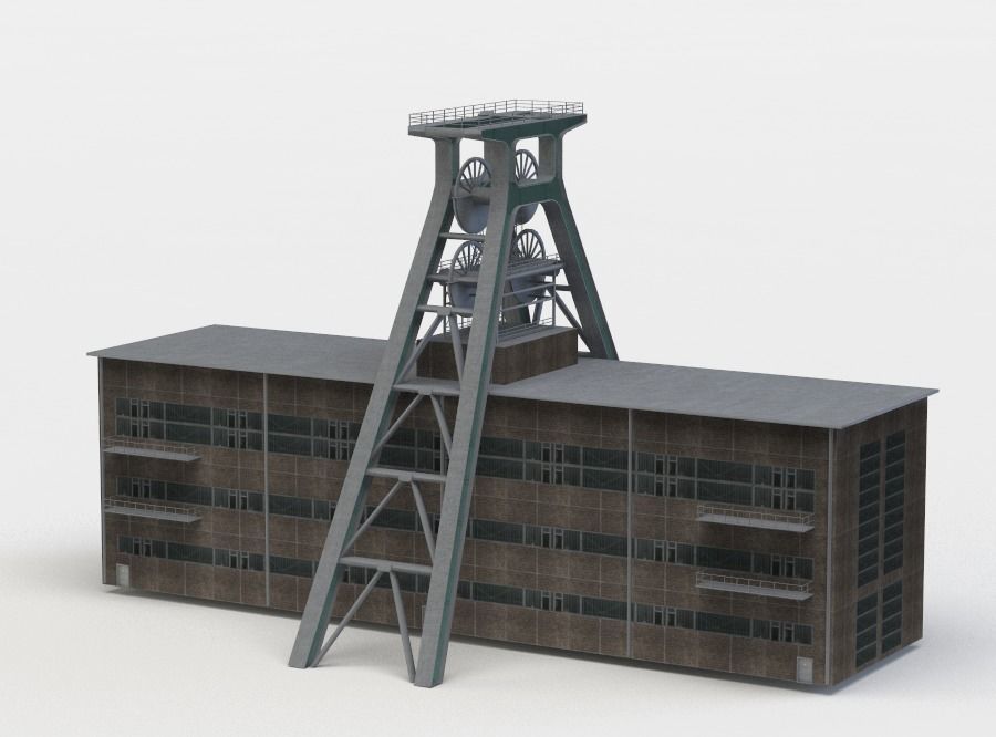Shaft tower Low-poly 3D model_1