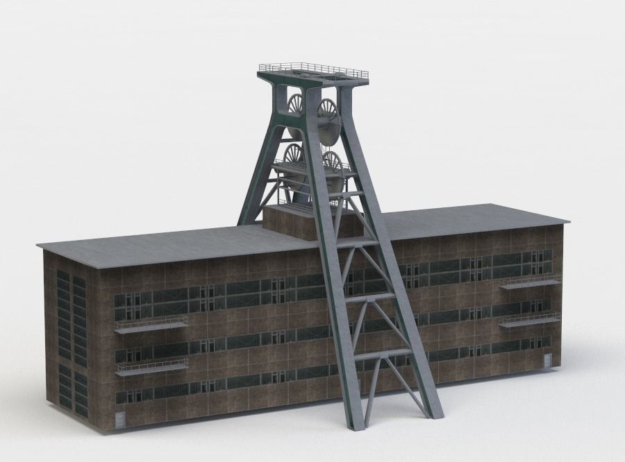 Shaft tower Low-poly 3D model_2