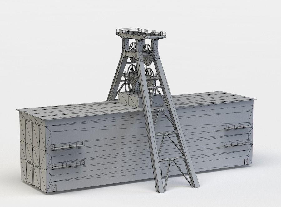 Shaft tower Low-poly 3D model_5