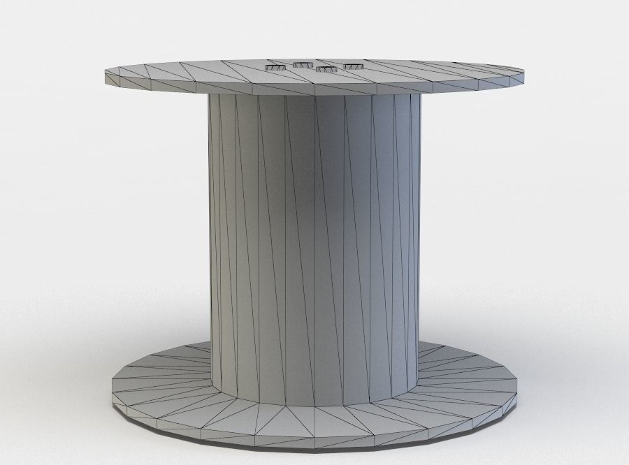 Cable drum Low-poly 3D model_4