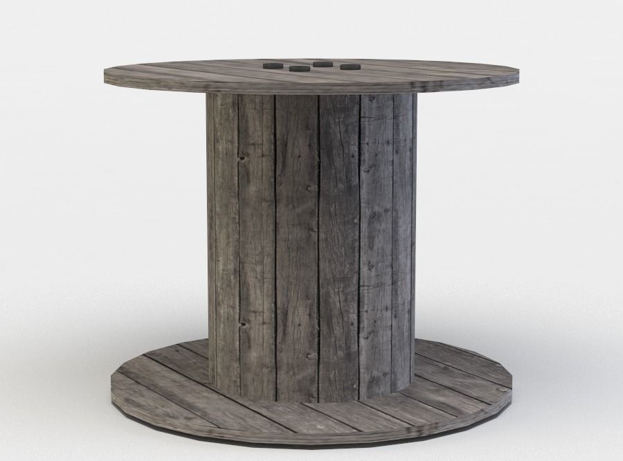 Cable drum Low-poly 3D model_2