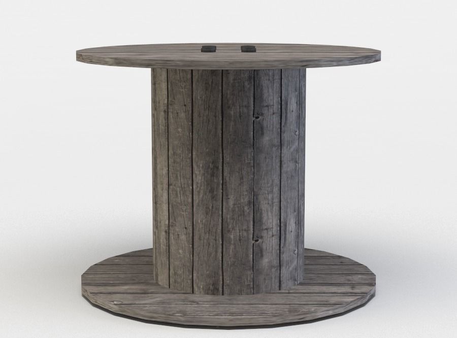 Cable drum Low-poly 3D model_0