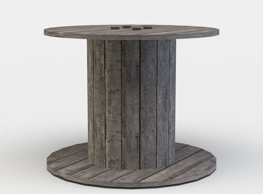 Cable drum Low-poly 3D model_1