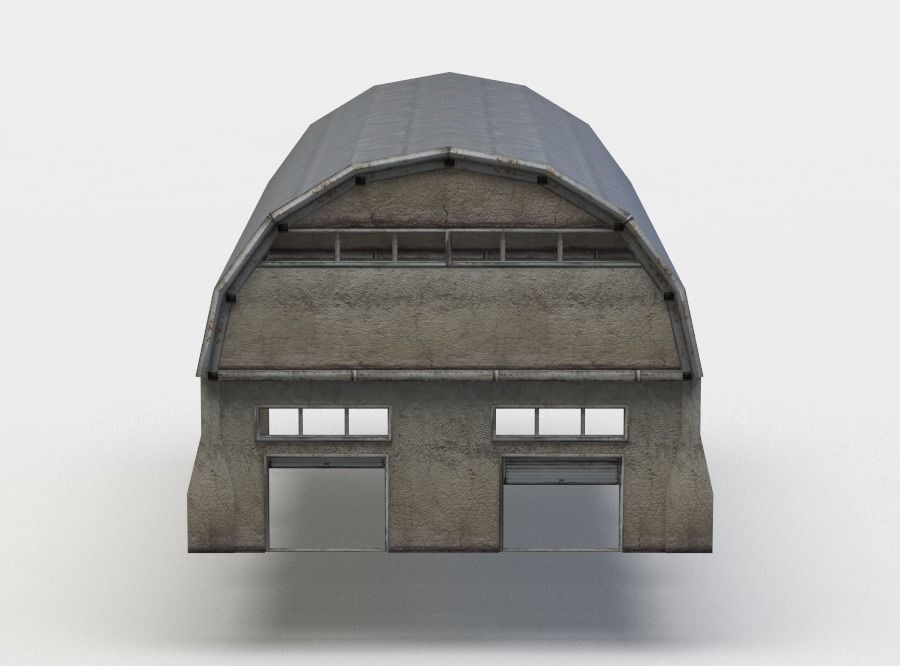 Hall airplane hangar Low-poly 3D model_0