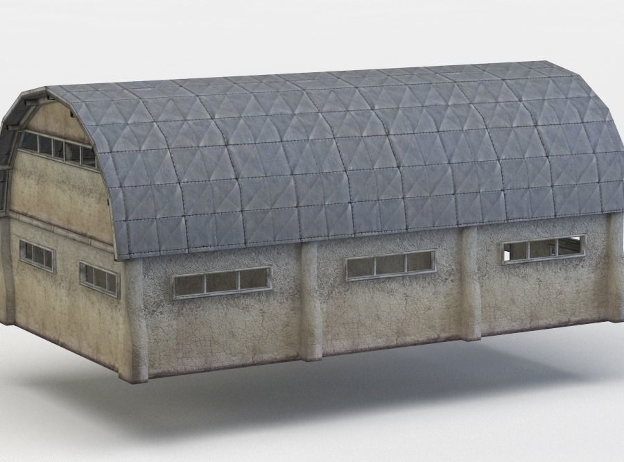 Hall airplane hangar Low-poly 3D model_2