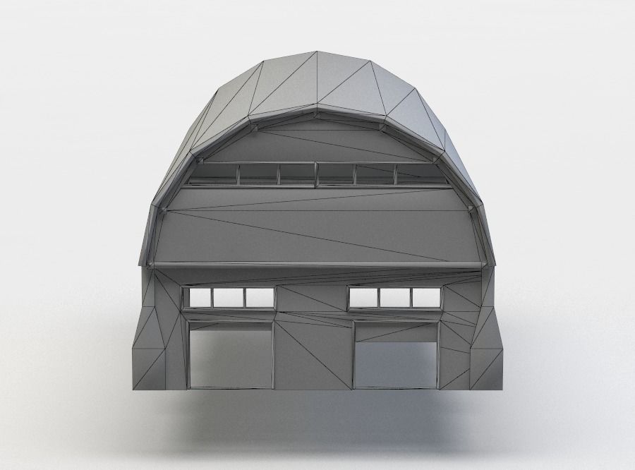 Hall airplane hangar Low-poly 3D model_3