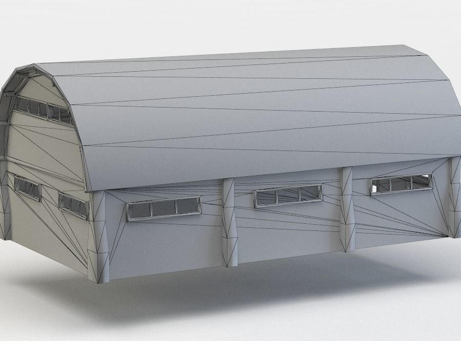 Hall airplane hangar Low-poly 3D model_5