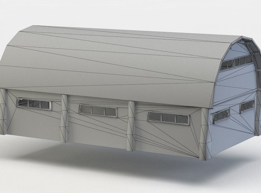 Hall airplane hangar Low-poly 3D model_4