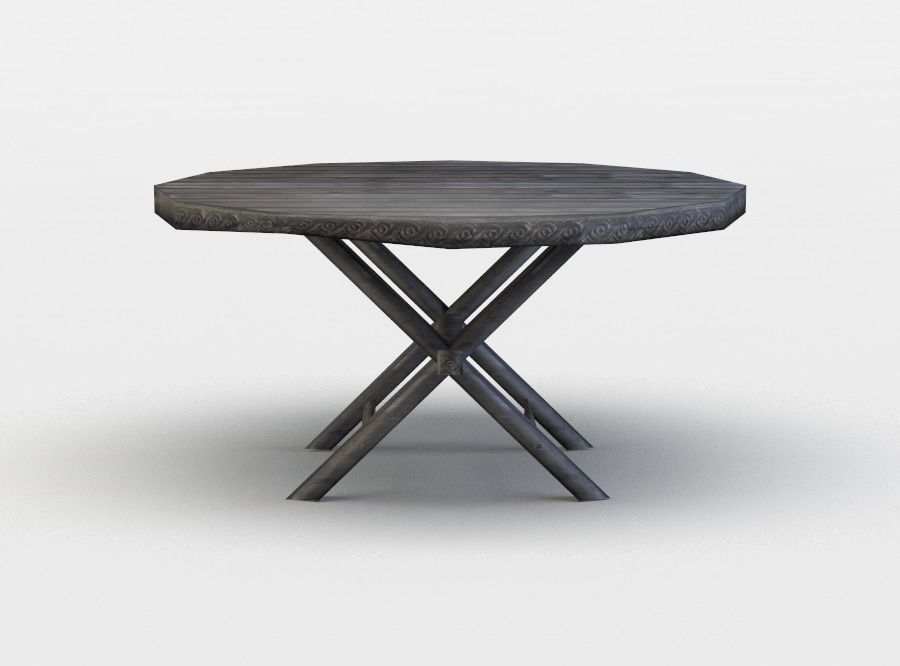 Tavern table Low-poly 3D model_0